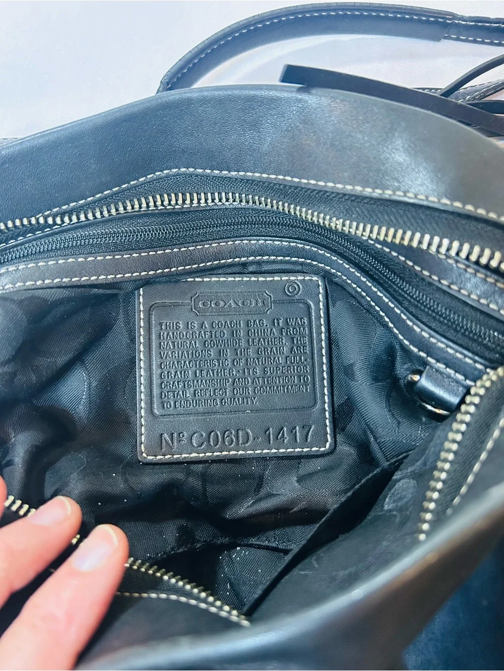 Vintage COACH East West Legacy Shoulder Bag Black Leather Tassel Hangtag Purse